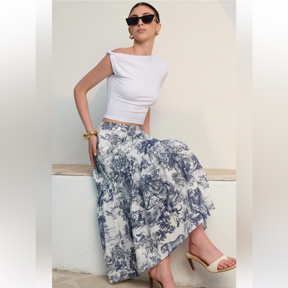 Commense Floral Print Ruffled Skirt - Picture 3 of 5